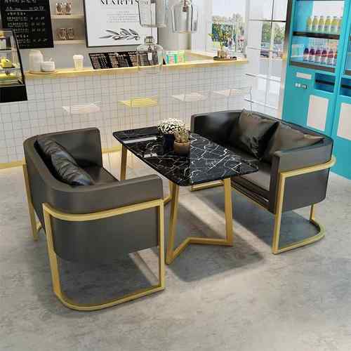 北欧风简约双人沙发 现代家用沙发桌椅组合 奶茶店咖啡厅卡座沙发