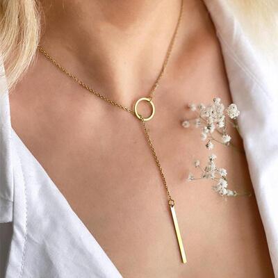 circle short necklace minimalist collarbone chain neck chai