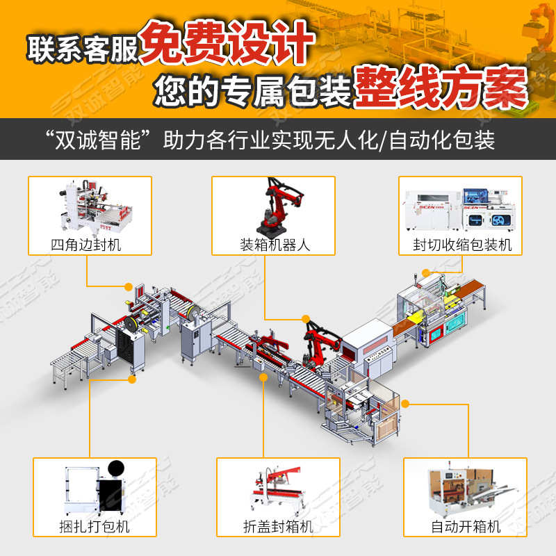 双诚智能包装供应纸箱全自动折盖工字型胶带封箱机厂家价格实惠