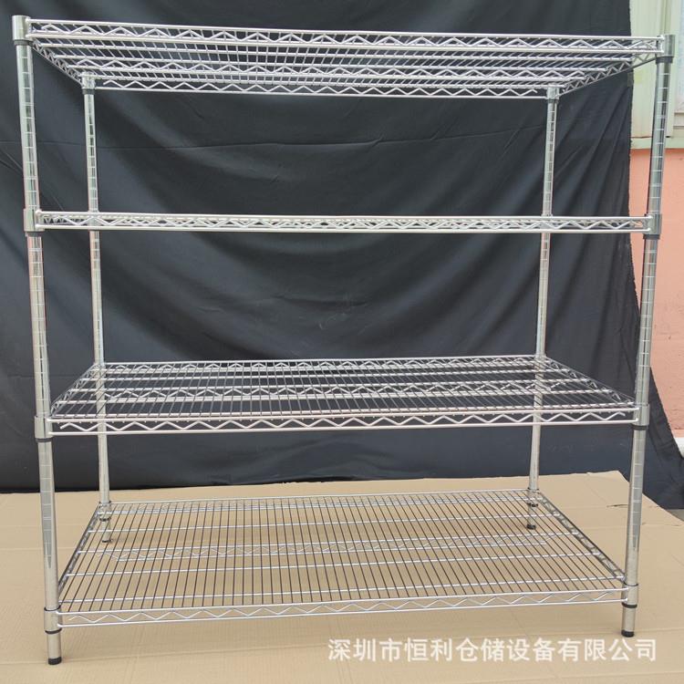 不锈钢网架加粗多层线网带轮物料架可移动仓库展示架工厂流动货架