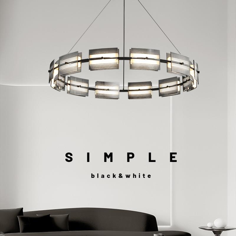 灯客厅意玻璃简轻设计师卧室环形式奢设计主吊灯餐厅后现代极高端