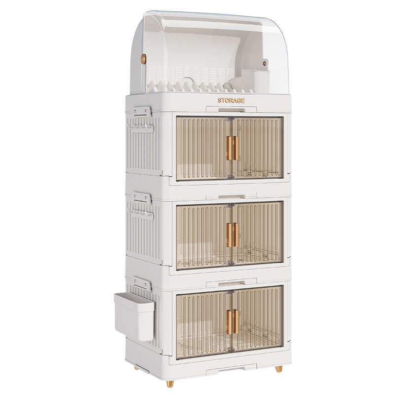 厨房碗架碗筷收纳盒家用带盖放餐具装碗箱碟盘沥水置物架塑料碗柜