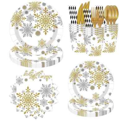 Snowflake Christmas Party Supplies Set 圣诞节派对一次性纸盘