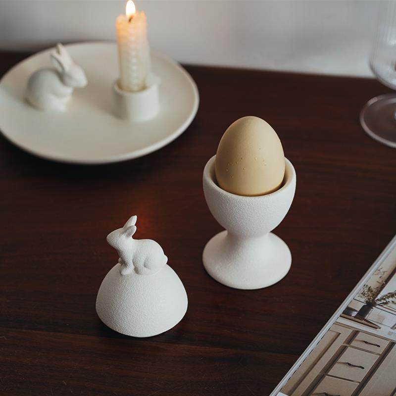 北欧仪式感 出口欧式磨砂陶瓷兔子造型鸡蛋托 早餐带盖蛋托 蛋架,餐饮具,鸡蛋托,淘宝优惠券,粉丝福利购,淘宝优惠卷