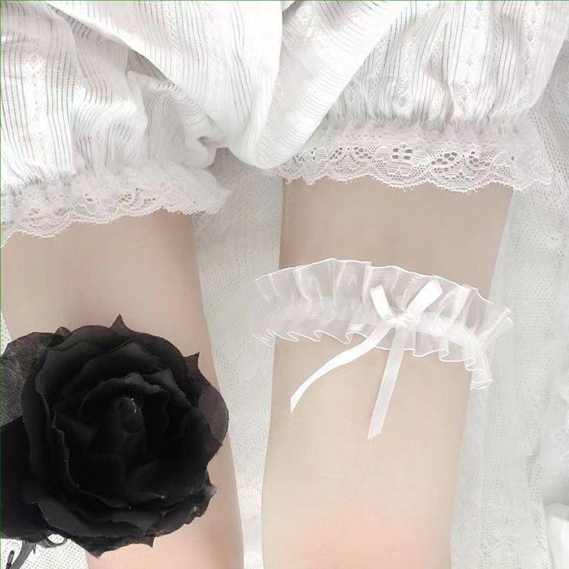 Gauze ruffled edge princess style leg ring garter
