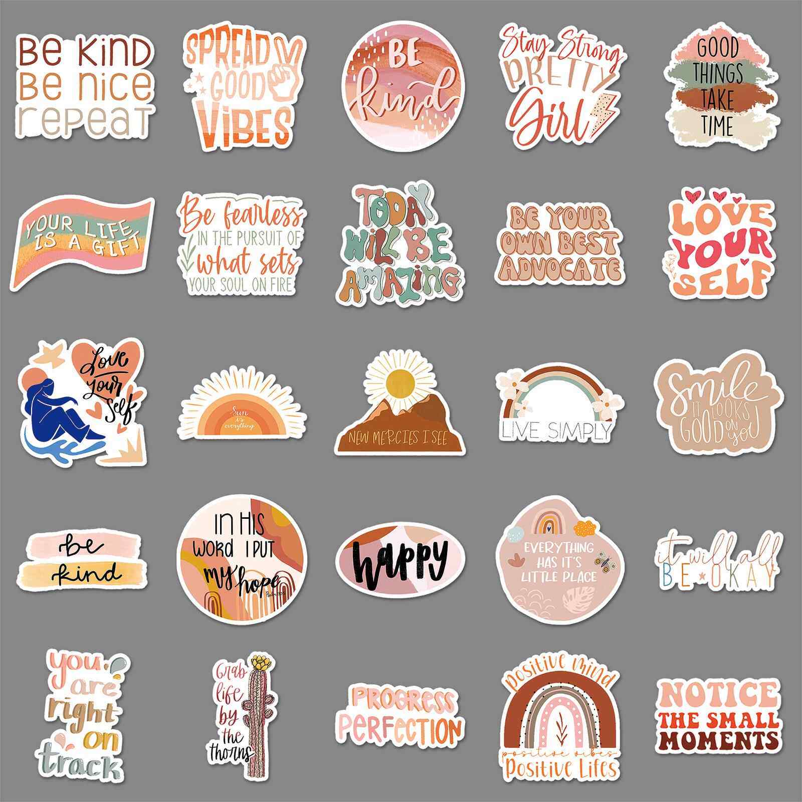 新款直销50张波西米亚励志英文复古正能量短句涂鸦装饰笔记本手账