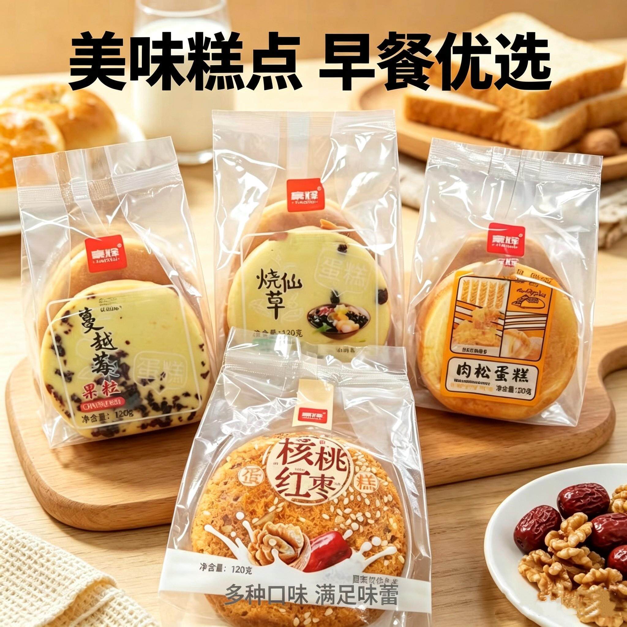 豪辉烧仙草蔓越莓肉松核桃红枣蛋糕120g袋装办公早餐蛋糕糕点零食