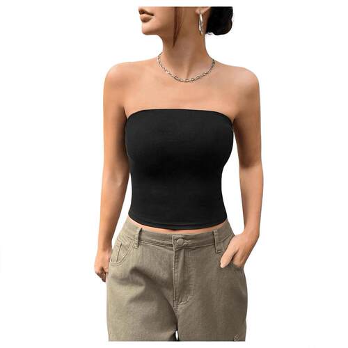 Women's Solid Color Tummy Control Tube Top Fashionable