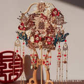 团扇新娘结婚材料包diy手工高级出嫁秀禾喜扇中式 重工却扇双面