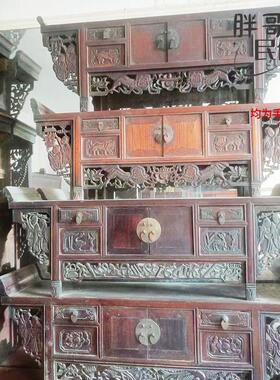 农家乐民宿民宿老物件80旧家具炕桌怀旧摆件橱子年代农村旧货小木