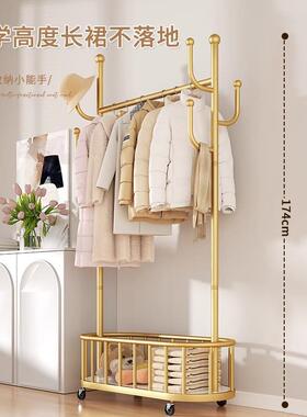 收轻奢轮移动衣帽架客厅家可用衣服纳带架现代简易卧ZYN室落地挂