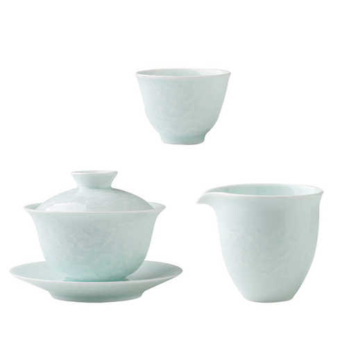 礼品家用陶瓷茶具影泡功夫中式茶器青瓷盖碗茶杯景德镇套装高级