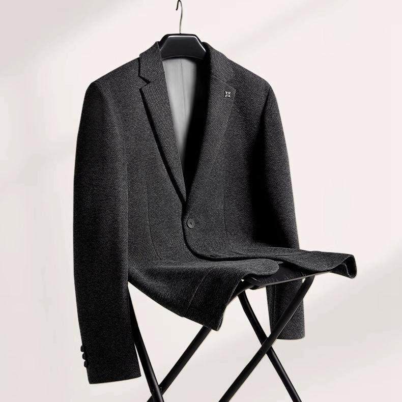 YENR男士休闲西服2024春秋季新款爸爸商务羊毛西装外套男款小单西