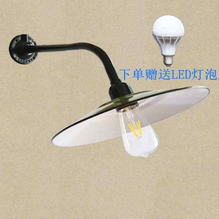 loft复古绿搪瓷灯罩 做旧露天防水灯老式户外壁灯 加厚工矿灯罩