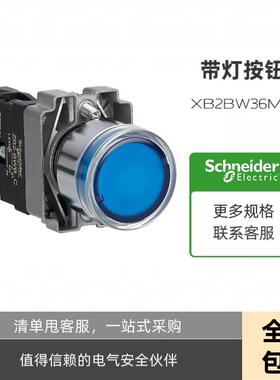 XB2BW36M1C/IC平头平头带灯按钮开关 蓝色 常开复位XB2BW36B1C/IC