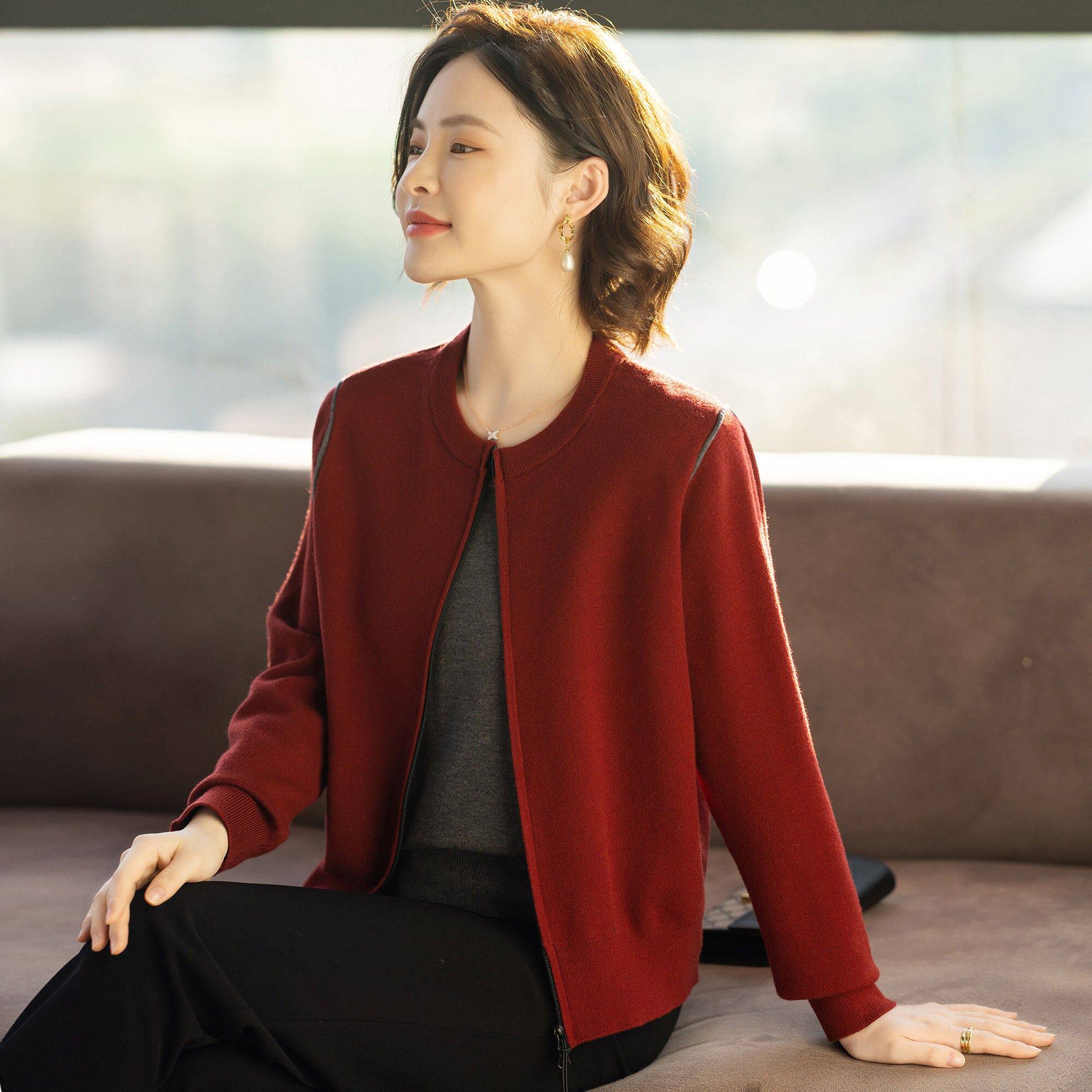 中老年妇女洋气外套春装2026新款休闲时尚夹克妈妈春秋针织上衣服