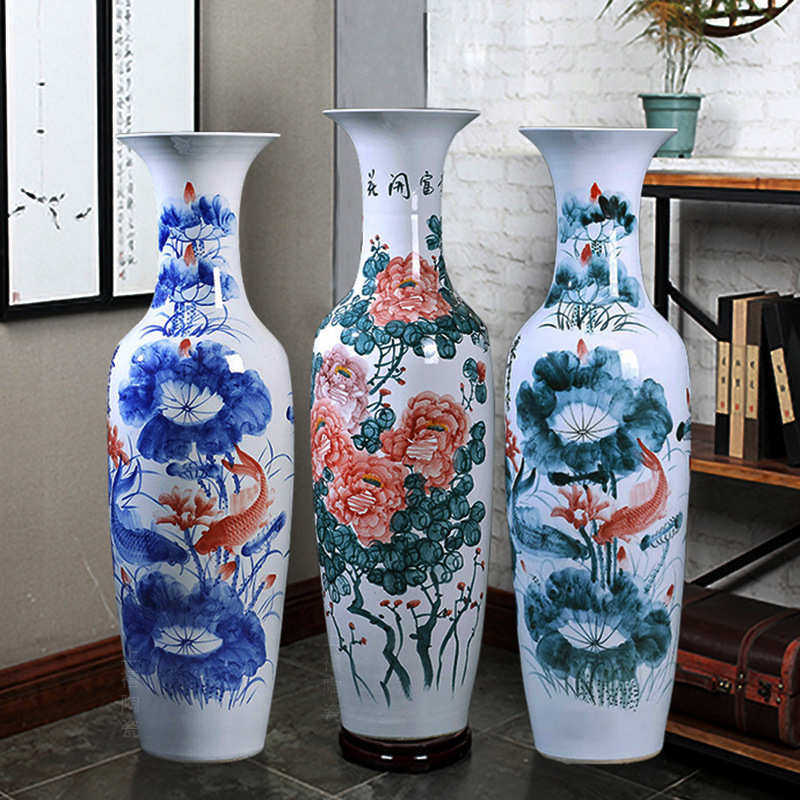 景德镇陶瓷器落地大花瓶中式家居客厅装饰大摆件大号乔迁开业礼品