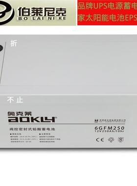 奥克莱电池6GFM20012V200AH铅酸太阳能路灯光伏发电储能电池