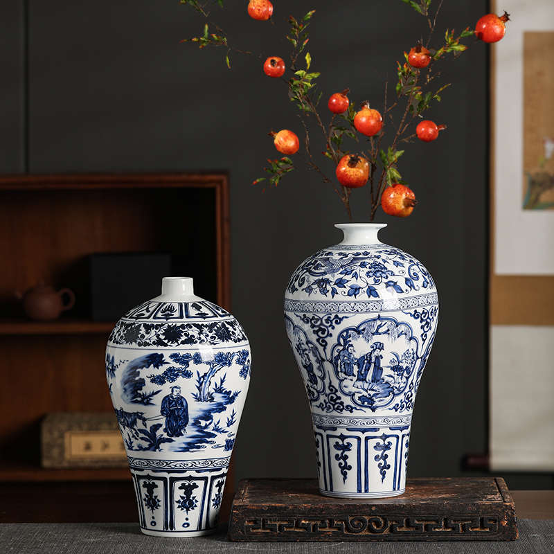 景德镇明清仿古花瓶中式陶瓷花瓶博古架装饰花瓶新中式陶瓷花瓶