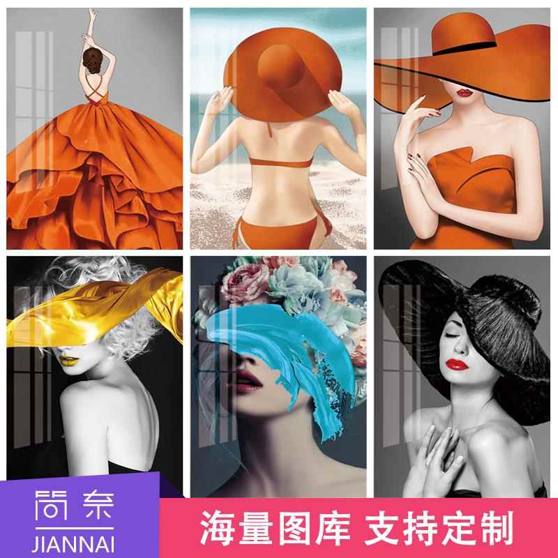 现代简约玄关装饰画摩登女郎ktv台球厅娱乐场所沙发背景墙壁挂画