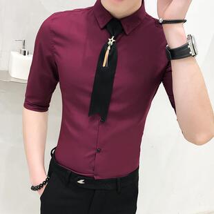 酒店K装TV分服务员少爷服酒吧短袖男衬衫夜总会发型师七工作