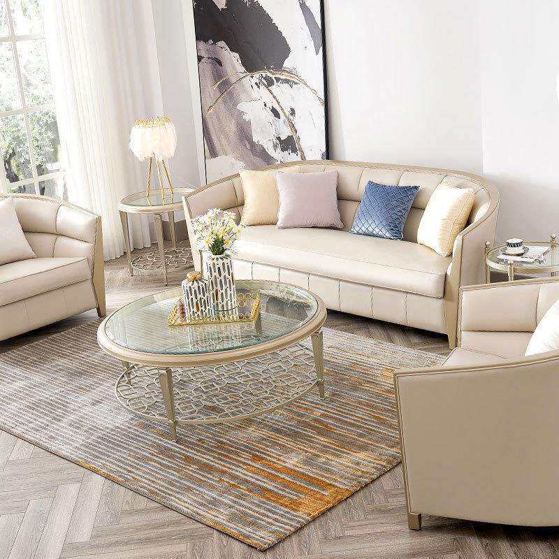 美式轻奢实木沙发现代简约小户型客厅法式皮艺沙发组合高端家具