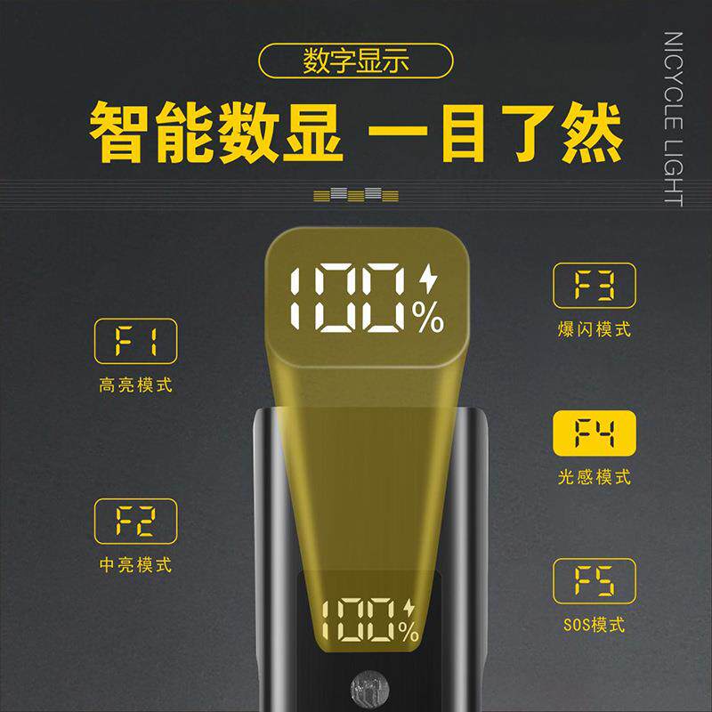 自行车灯骑行灯夜骑前灯夜灯间照明单F110124强光防水山地公路车