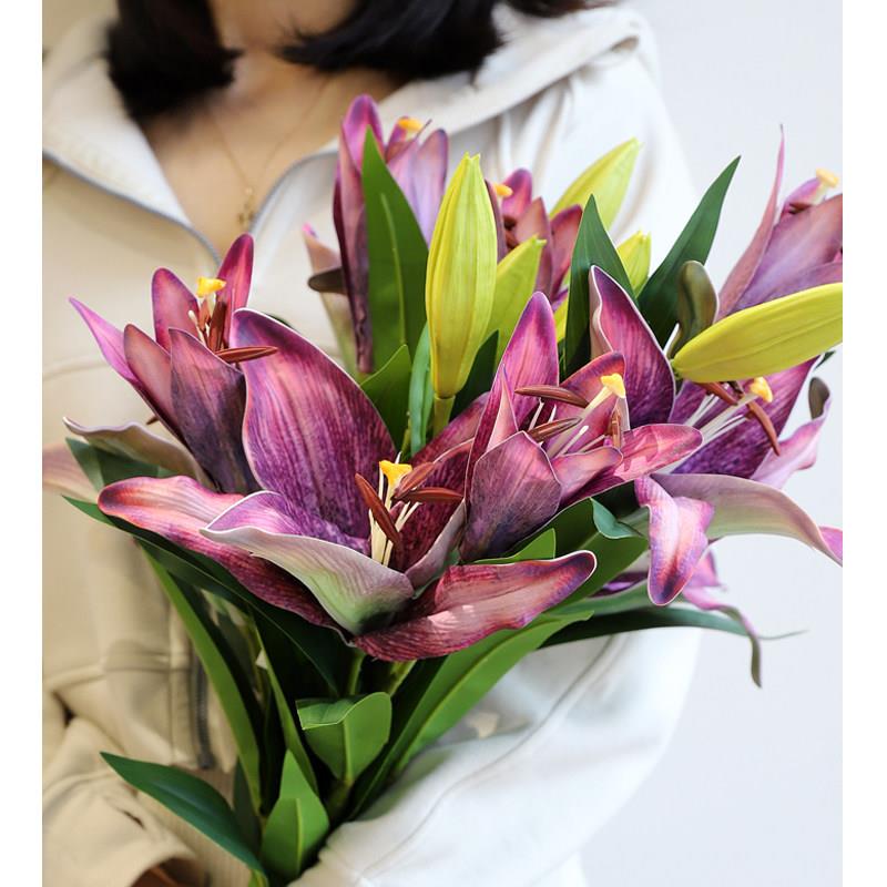 仿真花高级感逼真轻奢风特大号仿真百合花高档假花绢花客厅餐桌轻图片