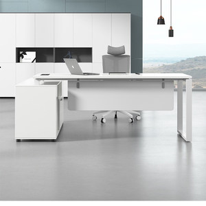 香尔特老板桌办公桌简约现代经理桌桌椅组合白色大班台总裁办工桌