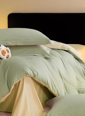 100S高被端加全厚陶瓷亲磨毛SJT59.3棉肤四件套纯棉床单套轻奢秋