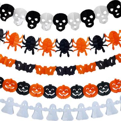 Halloween decoration latte flag spider bat paper latte 拉旗