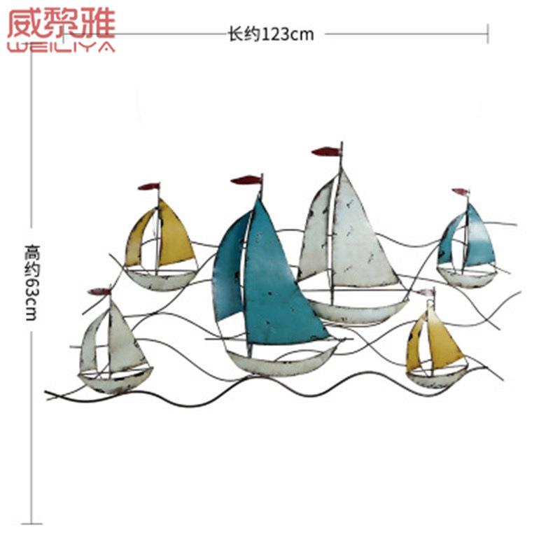 美式复古壁饰地中海风格帆船壁挂墙面铁艺装饰咖啡厅酒吧装饰品