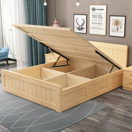速发床箱实木床1m1.2m1.5米双人床主卧1.8卧室气压高箱床储物床箱
