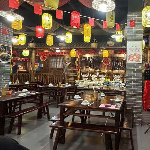 A6T实木复古火锅八仙桌椅板凳饭店大排档市井烧烤店江西土菜馆四