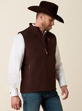 B 58502 Men's coffee softshell casual vest 士咖啡软壳休闲