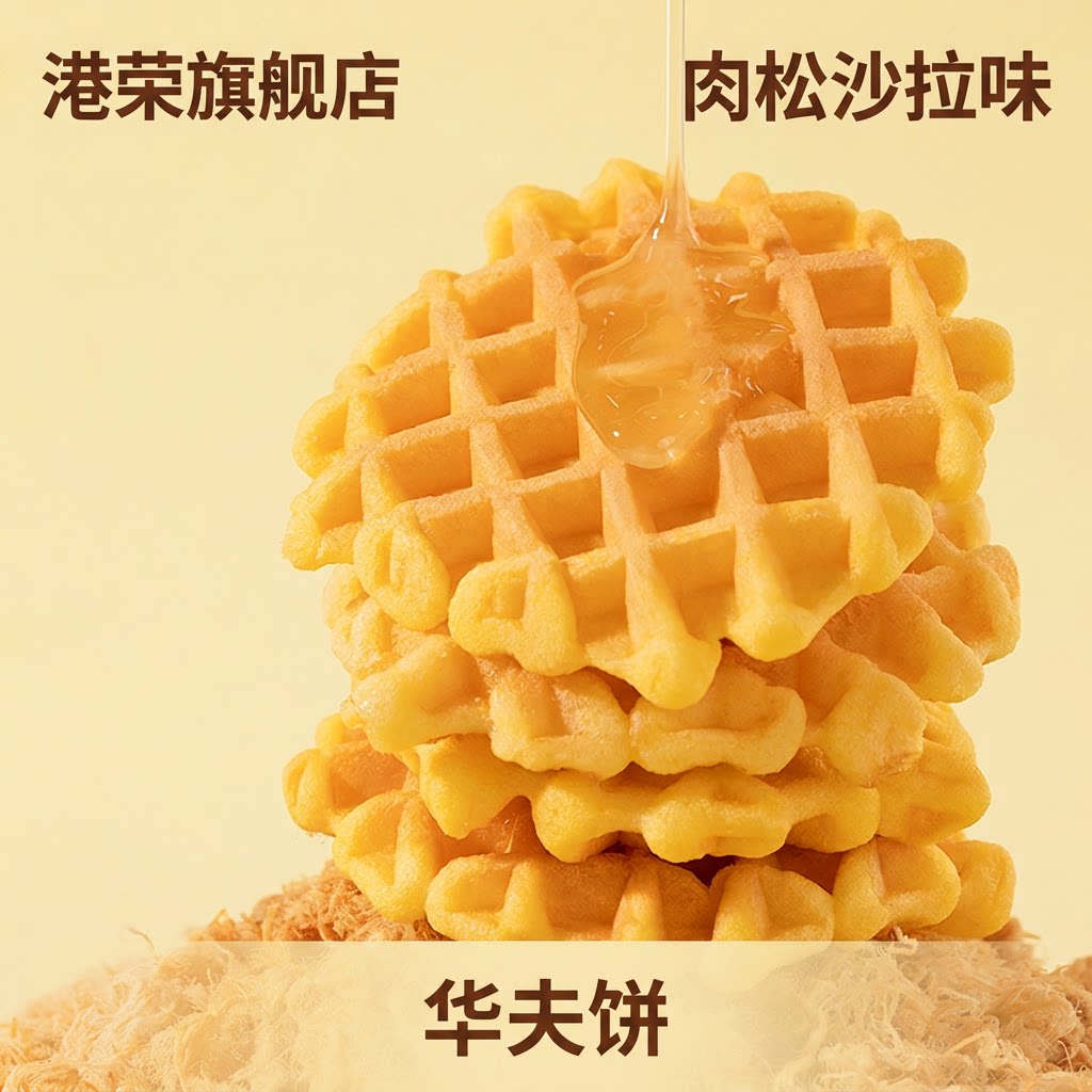 港荣旗舰店肉松沙拉味夹心华夫饼早餐面包整箱下午茶休闲小吃