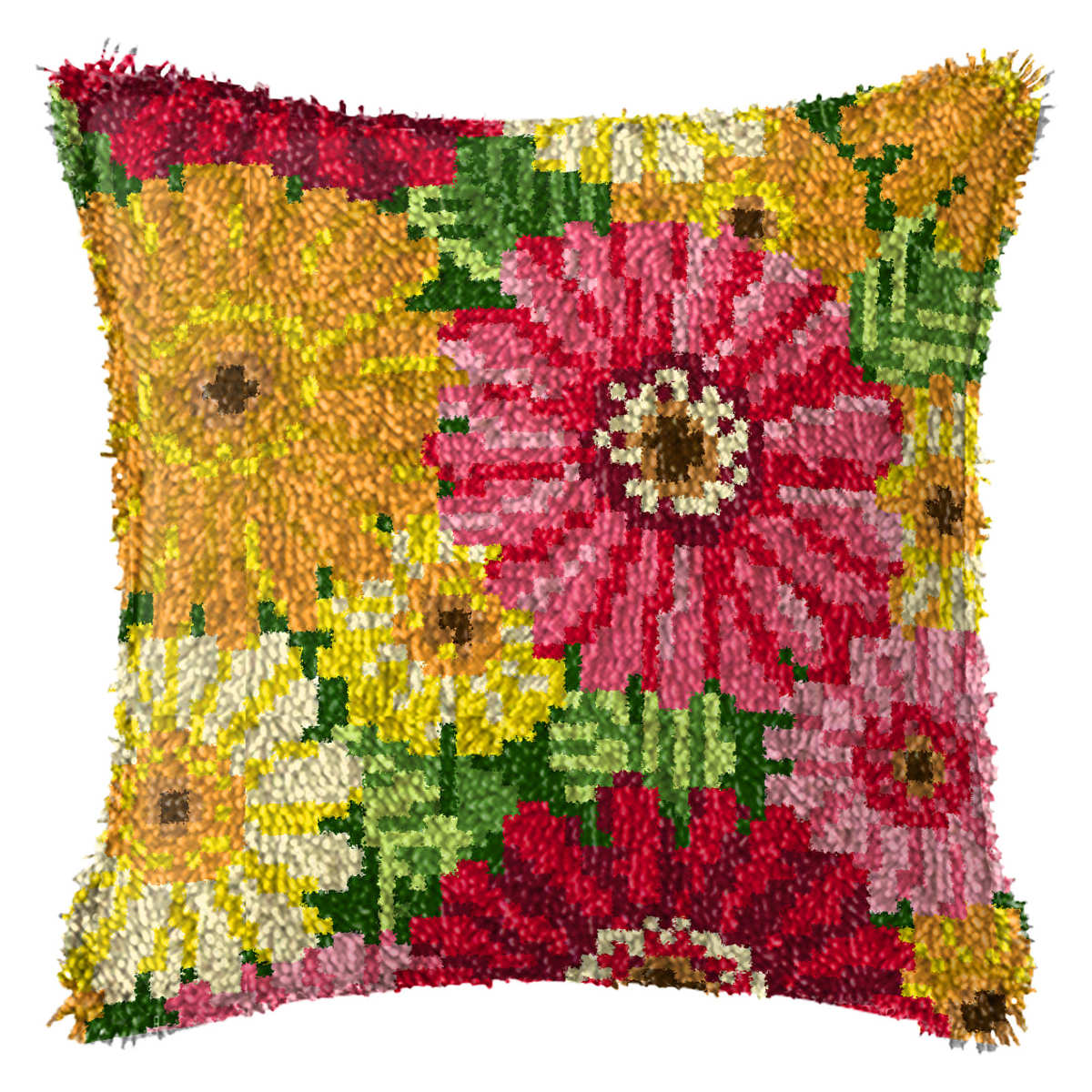 地毯花枕送材料包抱枕车绣毛线沙发枕绣段段绣枕十字绣抱diy手工