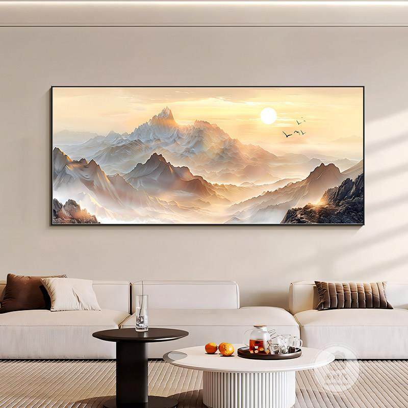 旭日东升电表箱装饰画横版入户电源开关遮挡挂画大尺寸靠山图挂画,家居饰品,现代装饰画,淘宝优惠券,粉丝福利购,淘宝优惠卷