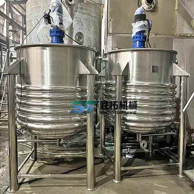 不锈钢ST-24080内盘管拌配罐蒸汽半管搅外加热料桶日化化工带平台