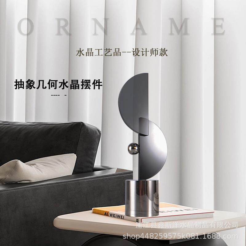 轻奢风高档抽象几何水晶艺术品家居客厅电视柜样板房艺术品摆件