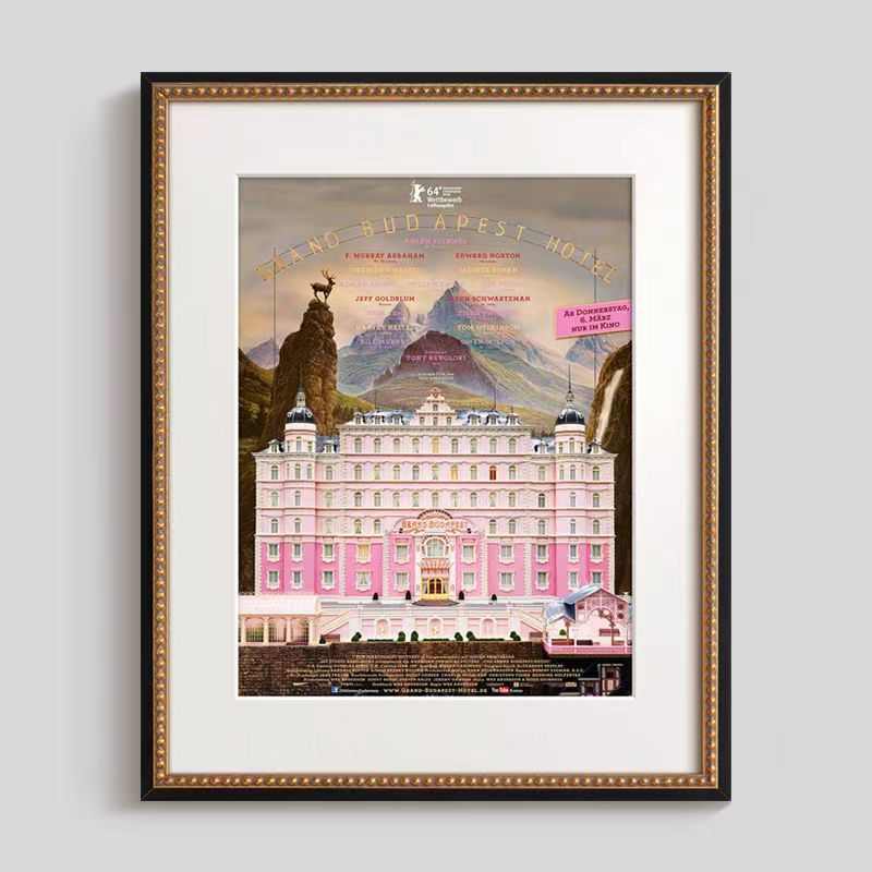 法式复古挂画美式轻奢客厅餐厅玄关壁画法式装饰画布达佩斯大饭店图片