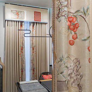 窗帘客厅卧室飘窗高窗高绣花加厚遮光绣花窗纱成品定制 2024新中式