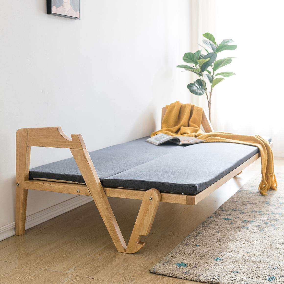 实木折叠沙发床两用小户型多功能家用伸缩单人床书房阳台折叠沙发