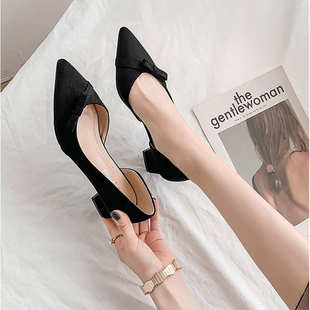 33黑色大码 春夏小众时装 公主高跟鞋 女粗跟中跟小码 子 41设计感单鞋