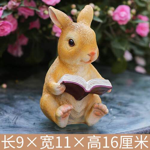 高档杂园货 庭创院小摆花件 树脂小兔子摆件意小动物园艺装饰品摆