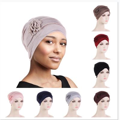 turban bottoming hat Mercerized flowered hat cotton