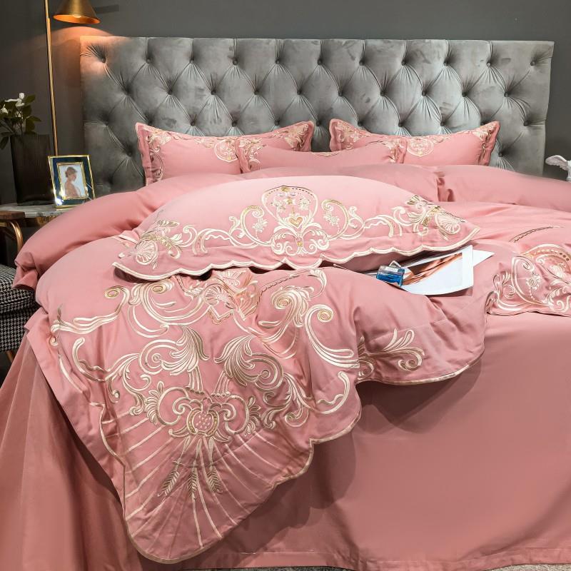 新UGK款简约花维多亚10支贡缎亲肤全棉0利提四件套