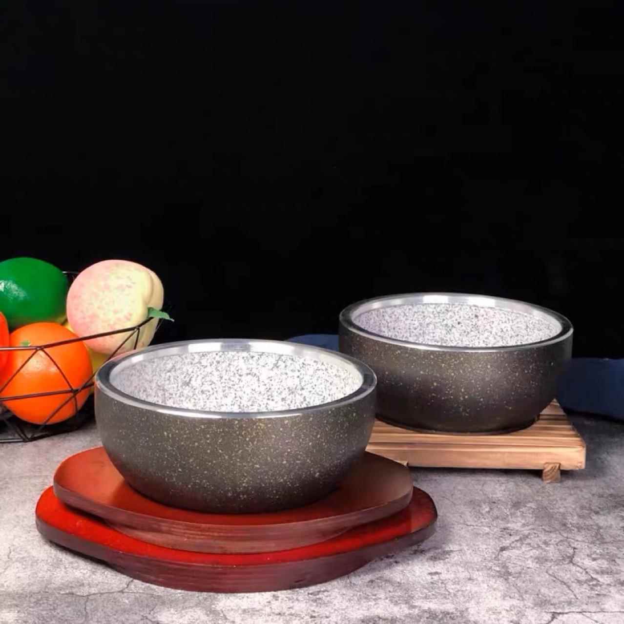 韩式料理餐具拌饭石碗锅韩式石碗石饭专用锅001带板石锅拌商用