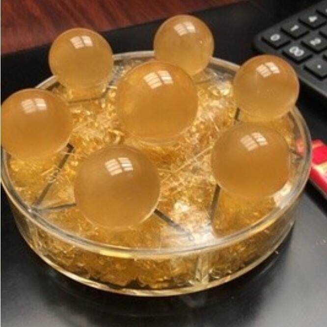 天TBB然水晶七解星阵客摆件黄黄色水晶球家居厅玄关方石冰洲石