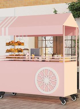 网红铁车摆18546摊小推车夜市商场艺超销市促台售货车移动小吃摊